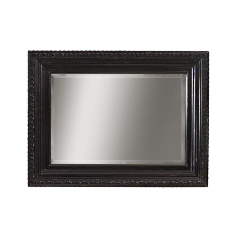 Fairpoint Mirror, shown in dark brown and black with wood, glass, and wall-mountable rectangular mirror.