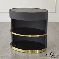 Ellipse Bedside Cabinet-Global Views-GVSA-AG2.20026-Side TablesBlack Lacquer-5-France and Son