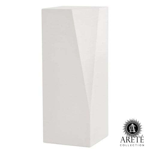 Facet Pedestal, shown in white with resin, composite, and a flat top display surface.