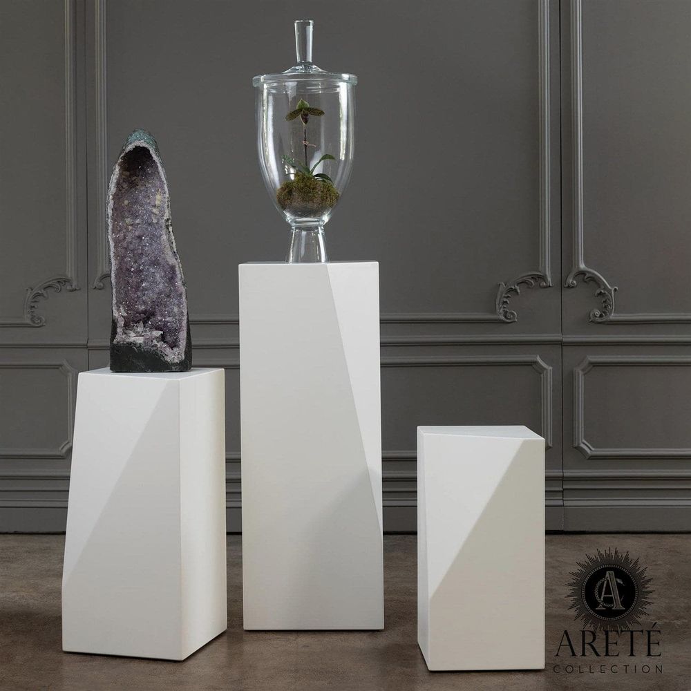 Alternate view of Facet Pedestal, featuring matte finish, resin, composite, and a flat top display surface.