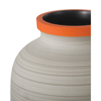 Additional view of Happy 80's Gray, Beige, Orange & Blue Vase Set of 3 in taupe and sage green.