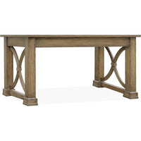 Alternate view of Melange Architectural Writing Desk, featuring weathered finish, wood, metal, and integrated drawer storage.