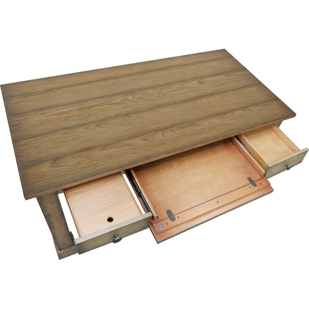 Additional view of Melange Architectural Writing Desk in taupe and warm gray-brown.