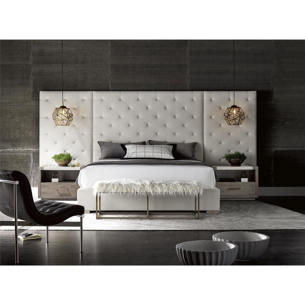Alternate view of Brando King Bed With Panels in ivory and cream.