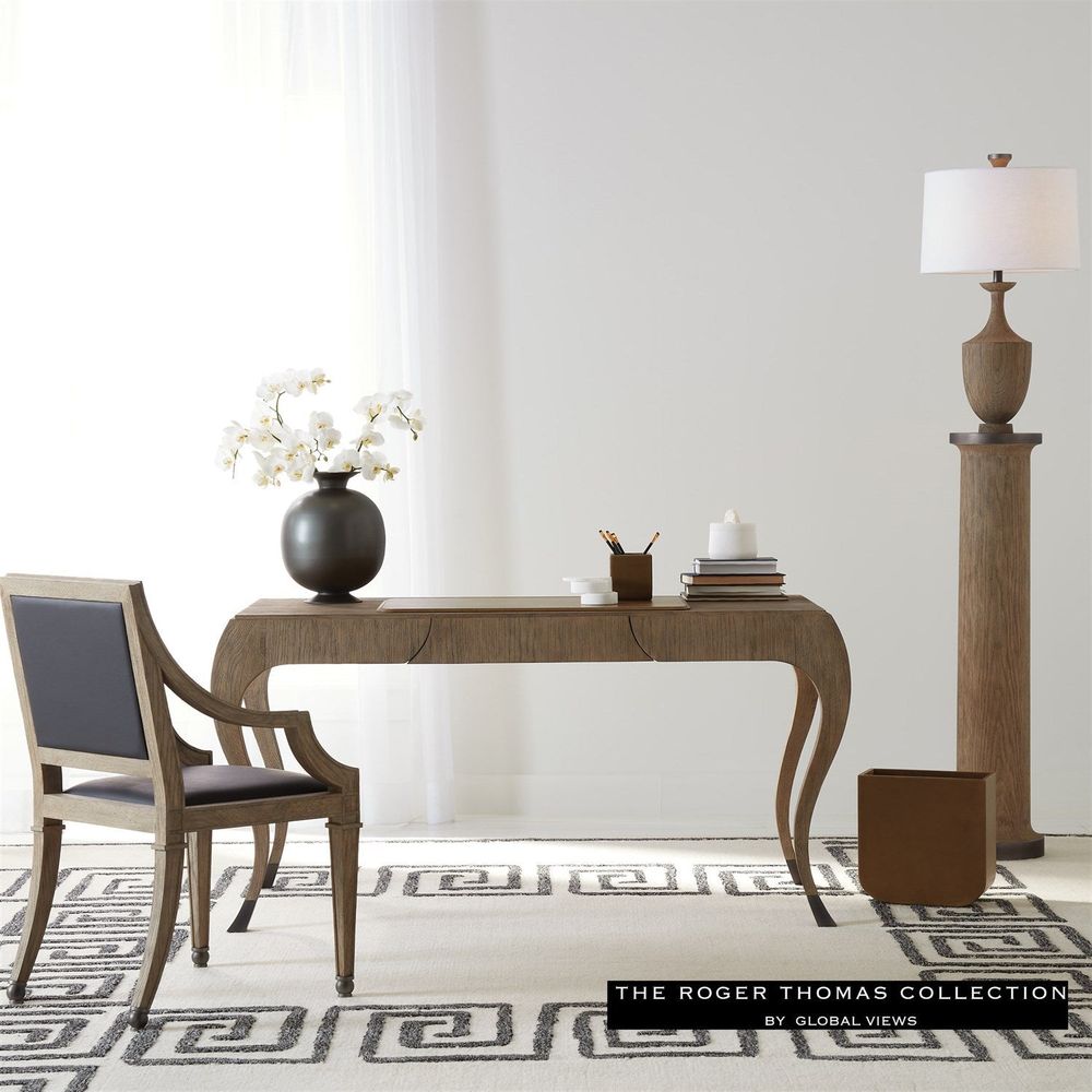Alternate view of Paris Desk, featuring matte finish, wood, metal, and integrated center drawer.