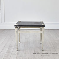 Additional view of Roman End Table in charcoal black and brushed silver.
