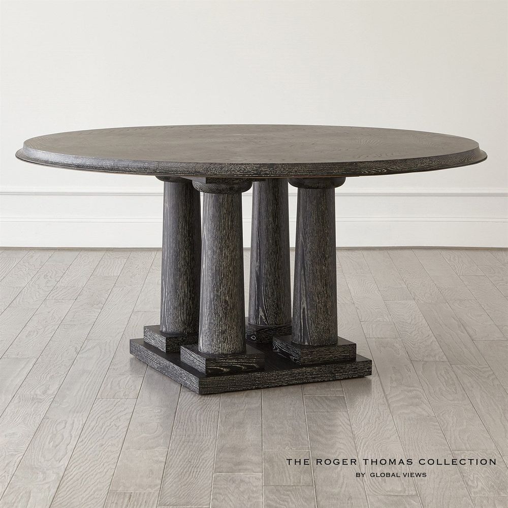 Additional view of Titian Dining Table, featuring matte finish, oak wood, wood veneer, and fixed multi-column pedestal base.