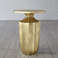 Alternate view of Flirt Drink Table, featuring gilded finish, metal, composite, and a compact round drink surface.