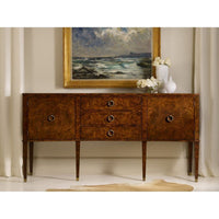 Alternate view of Concave Walnut Inlay Buffet in warm medium brown and amber walnut.