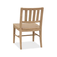 Additional view of Driftwood Splatback Side Chair in light natural wood and beige-tan, featuring fixed four-leg base.