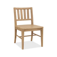 Alternate view of Driftwood Splatback Side Chair, featuring wood and fixed four-leg base.