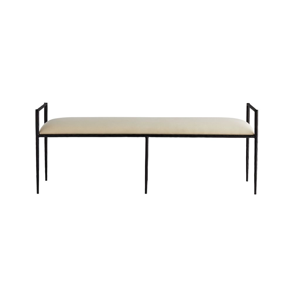 Nevada Bench Muslin, shown in off-white and black with iron, cotton muslin, and backless.