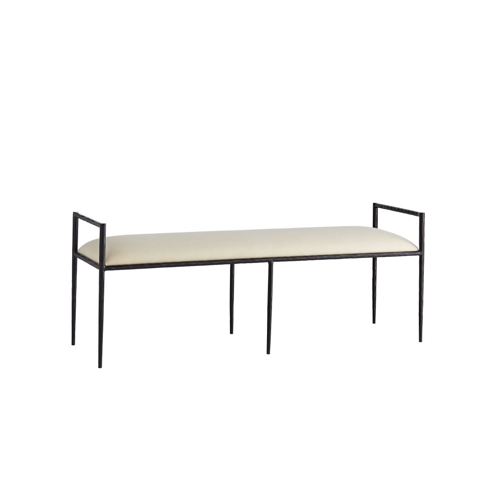 Alternate view of Nevada Bench Muslin, featuring hand-forged finish, iron, cotton muslin, and backless.
