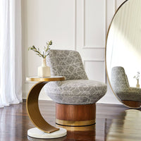 Alternate view of C Accent Table, featuring polished stone finish, metal, marble, and a compact round top.