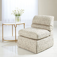 Additional view of Iron/Stone Side Table in white and gold, featuring textured gilt metal and two-tier oval shelves.
