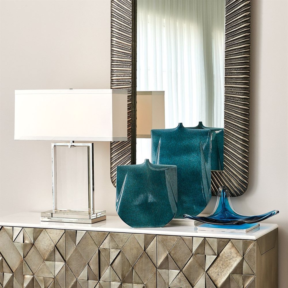 Alternate view of Valencia Mirror, featuring metallic finish, glass, resin, and wall-mounting design.