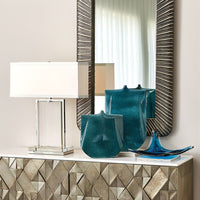 Alternate view of Valencia Mirror, featuring metallic finish, glass, resin, and wall-mounting design.