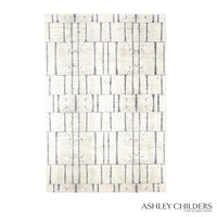 Genome Rug, shown in ivory and cream with wool, natural fiber, and soft textile floor covering.