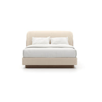 Fleur Upholstered Bed, shown in cream and off-white with upholstery fabric, wood, and a upholstered platform base.