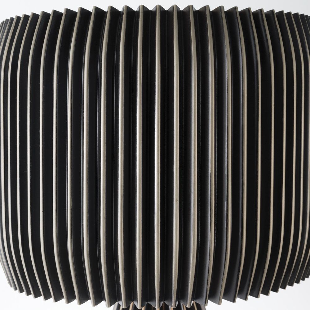 Additional view of Crimp Table Lamp in gunmetal gray and bronze, featuring metallic sheen finish and table lamp form.