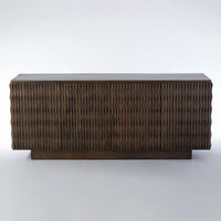 Minuet Buffet, shown in dark brown and espresso with wood and enclosed multi-door storage.