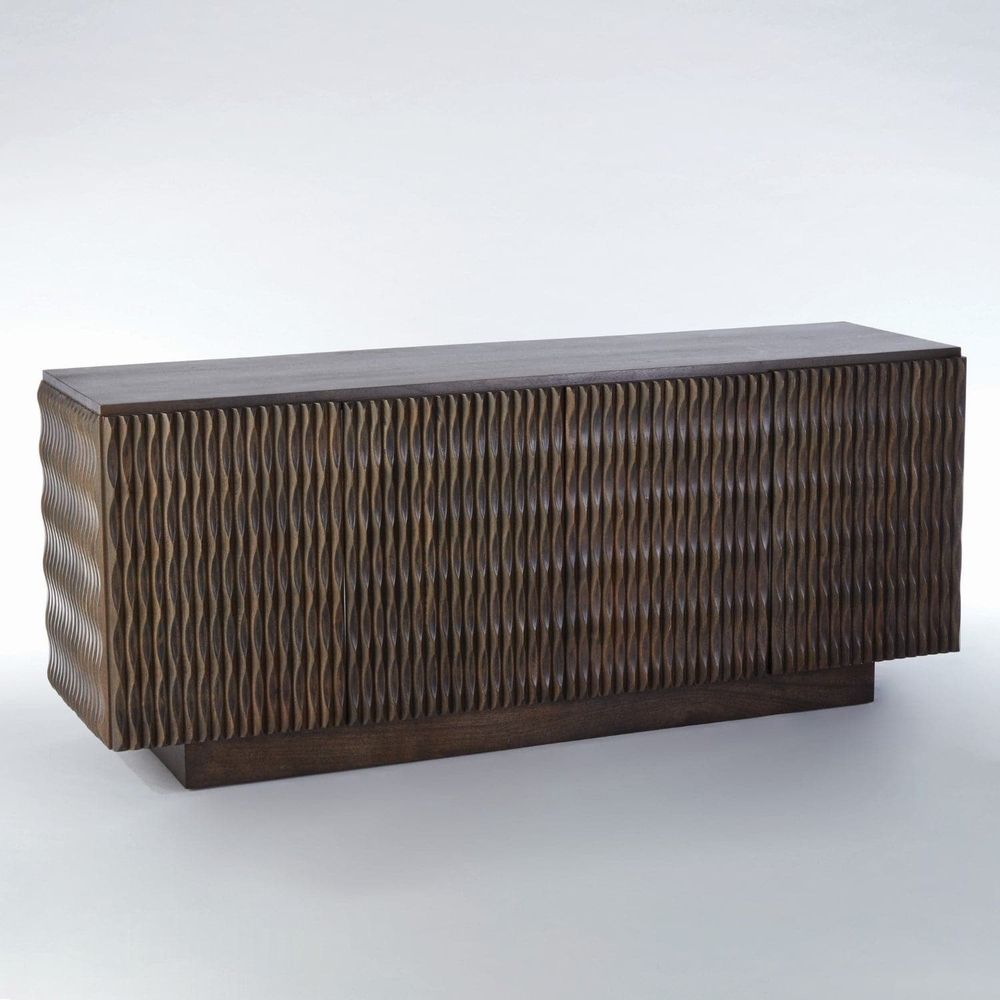 Alternate view of Minuet Buffet, featuring carved relief finish, wood, and enclosed multi-door storage.