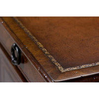 Additional view of L'ecriture Pedestal Desk, featuring gilt border finish, wood, leather, and leather writing surface inset.