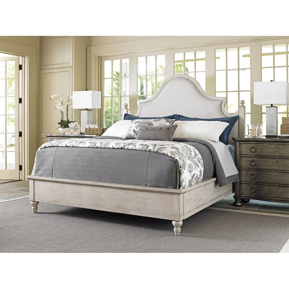 Additional view of Sandy Ridge Bachelors Chest in gray and dark gray, featuring distressed and four drawers.