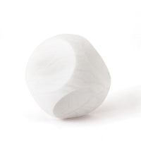 Square Alabaster Object, shown in white and teal blue with alabaster and flat facets for stable positioning.