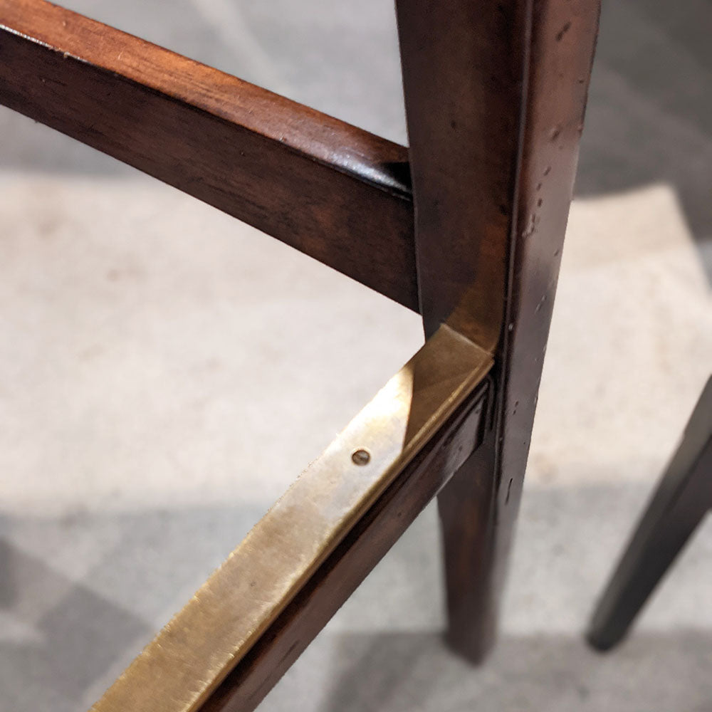 Alternate view of Ventura Counter Stool, featuring stained wood finish, hardwood, linen fabric, and a counter-height seat.
