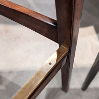 Alternate view of Ventura Counter Stool, featuring stained wood finish, hardwood, linen fabric, and a counter-height seat.
