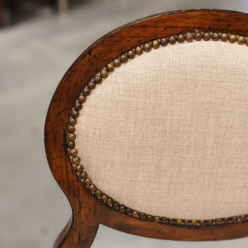 Additional view of Ventura Counter Stool, featuring stained wood finish, hardwood, linen fabric, and a counter-height seat.