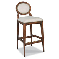 Ventura Counter Stool, shown in warm medium brown and ivory beige with hardwood, linen fabric, and a counter-height seat.