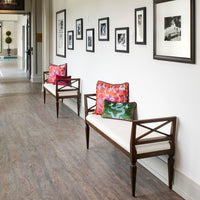Alternate view of Neo-Classic Bench in dark brown and cream.