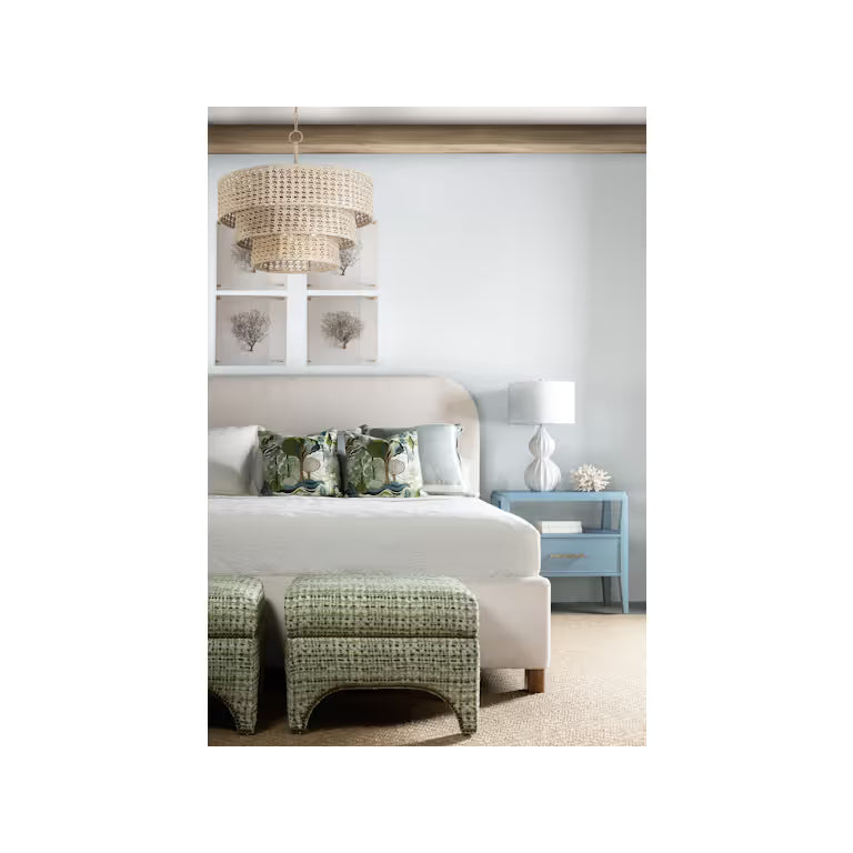 Alternate view of Commerce and Market Bridget Upholstered Bed in ivory and cream.