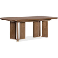 Additional view of Eleana Rectangle Dining Table with Two 20-inch Leaves in medium walnut brown and warm amber wood.