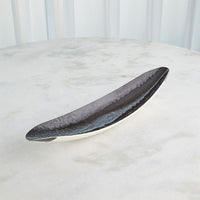 Ebony Ivory Gondola Bowl, shown in ebony black and ivory with ceramic and shallow open elongated serving basin.