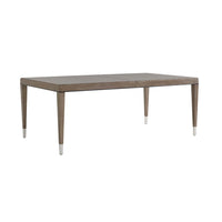 Chateau Rectangular Dining Table, shown in greige and taupe gray with wood, metal, and a rectangular dining surface.
