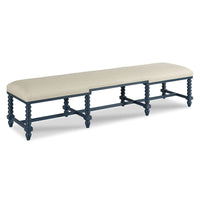 Additional view of Nathaniel Bench in beige and light oak, featuring painted finish and long bench seating.
