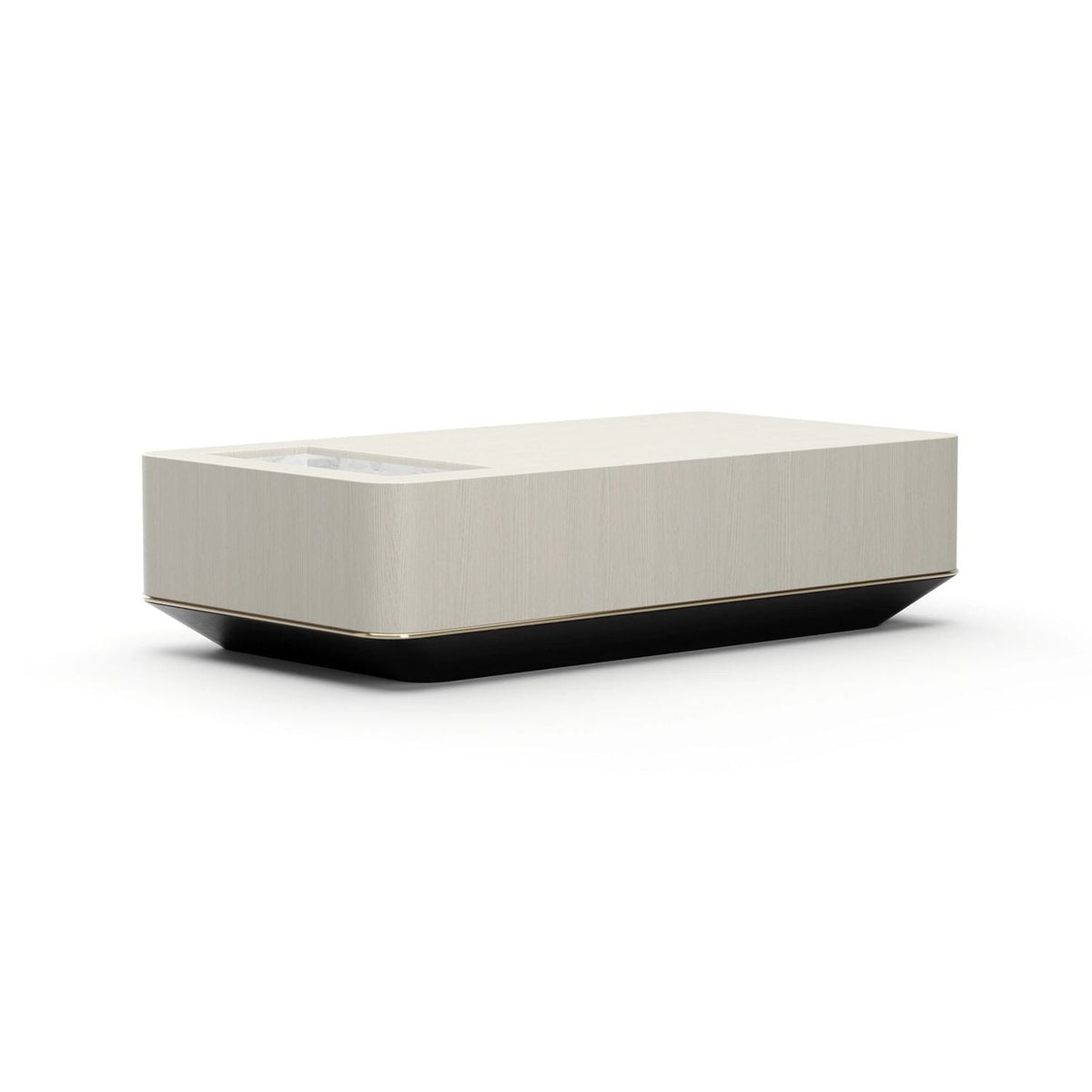 Alternate view of Madera Plinth Cocktail Table, featuring matte finish, wood, metal, and integrated stone insert.