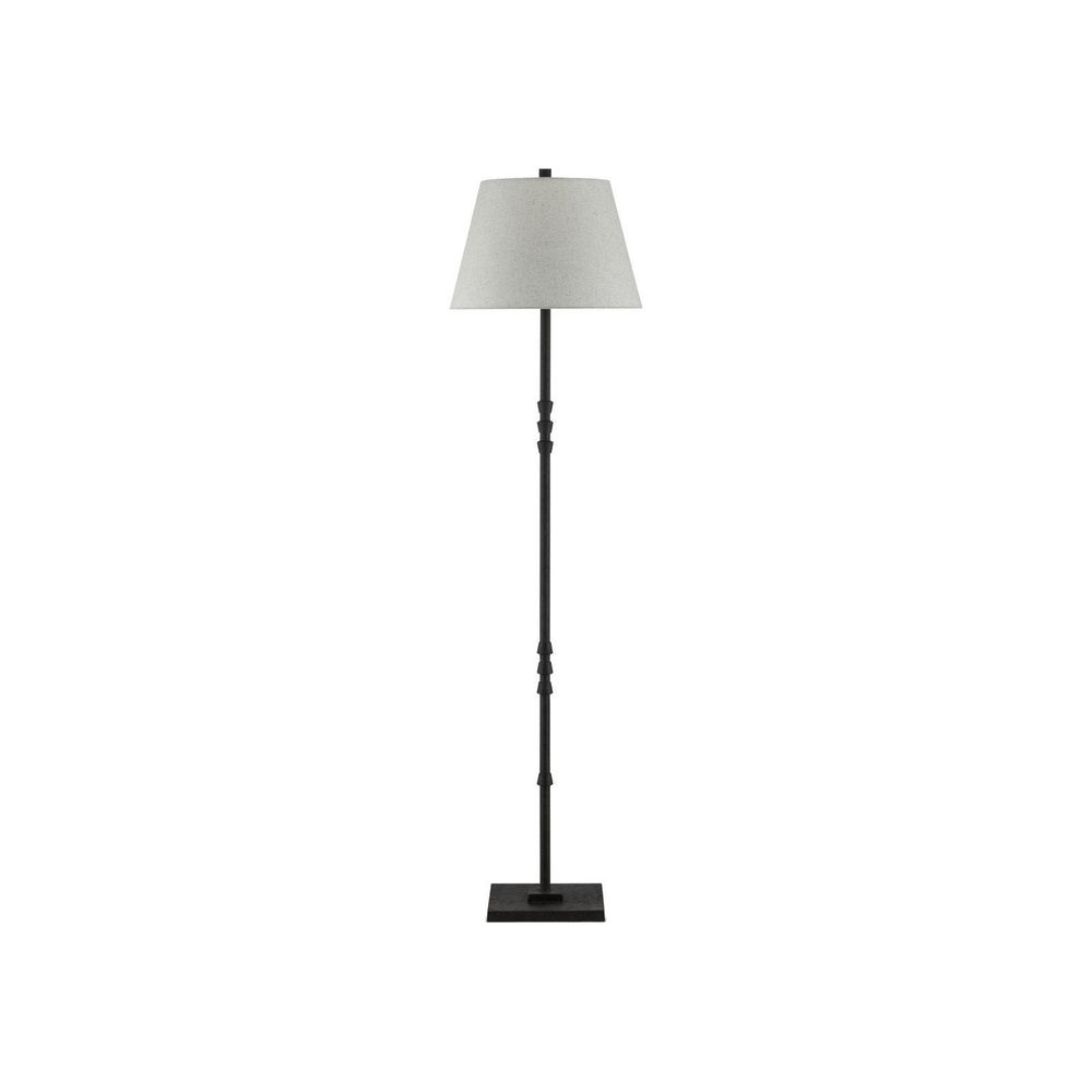 Additional view of Lohn Black Floor Lamp in black and beige, featuring floor-standing vertical stem.
