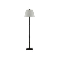 Additional view of Lohn Black Floor Lamp in black and beige, featuring floor-standing vertical stem.