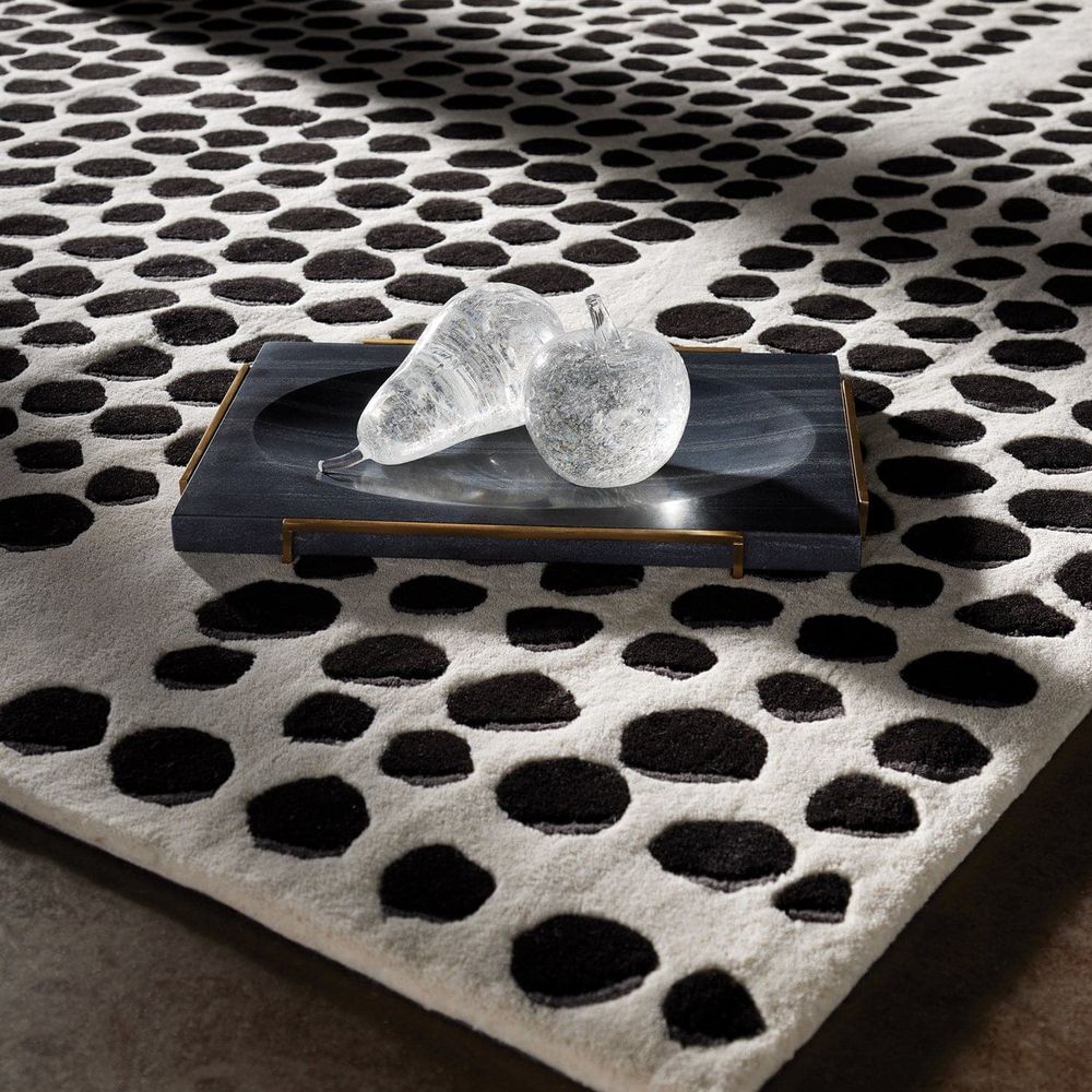 Alternate view of Graffiti Rug-White/Black, featuring cut pile finish, wool, and a soft cut-pile surface.