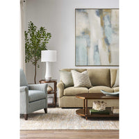 Alternate view of Lainey Side Table, featuring wood, brass, and three open fixed shelves.