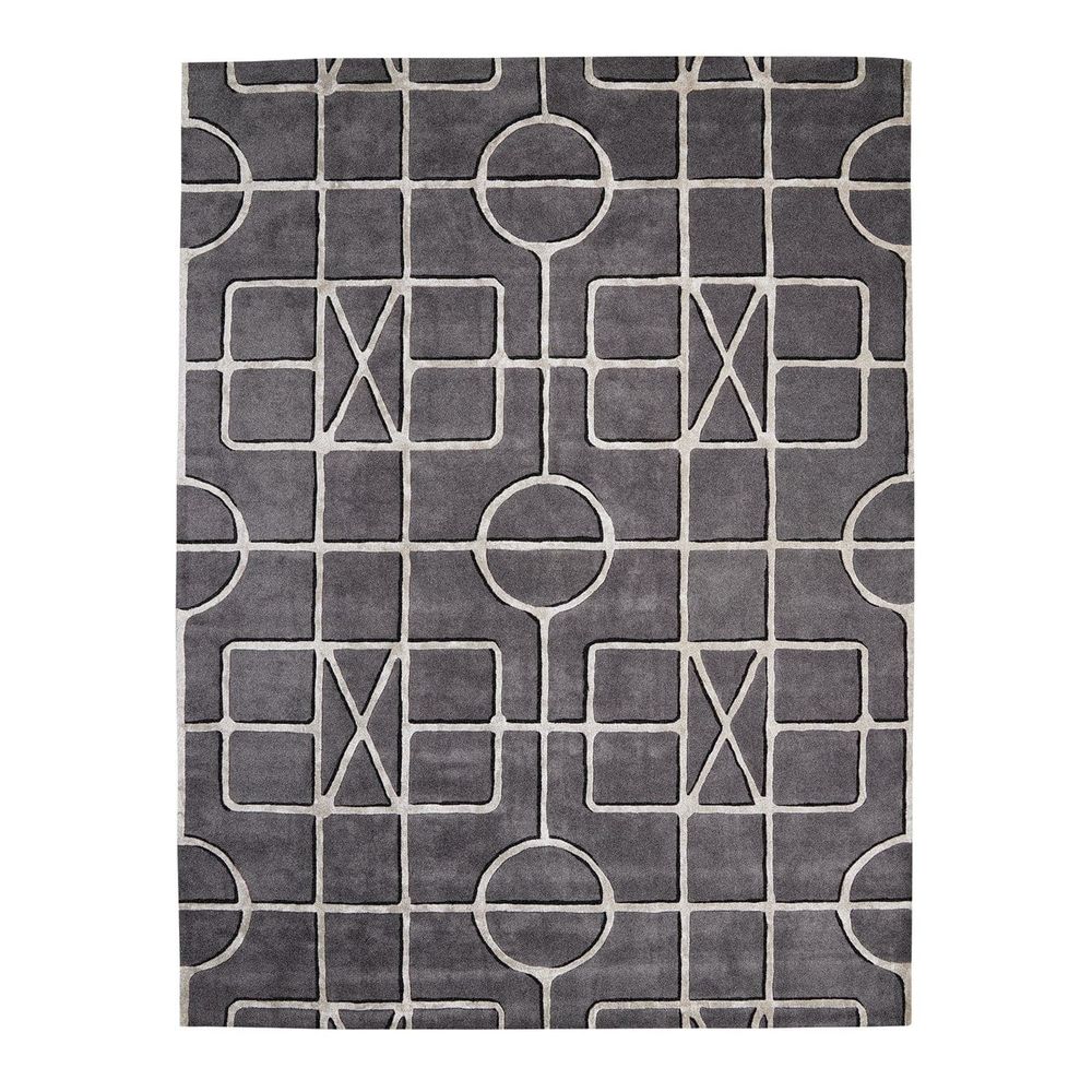 Gate Rug, shown in charcoal gray and medium gray with wool, textile pile, and a low-to-medium pile surface.