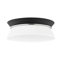 Alternate view of Cath 2 Light Flush Mount, featuring matte finish, metal, glass, and diffused lighting.