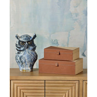 Boxes Leather & Raffia Box Set of 2