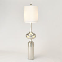 Extraterrestrial Floor Lamp, shown in polished silver and off-white with metal and fabric.