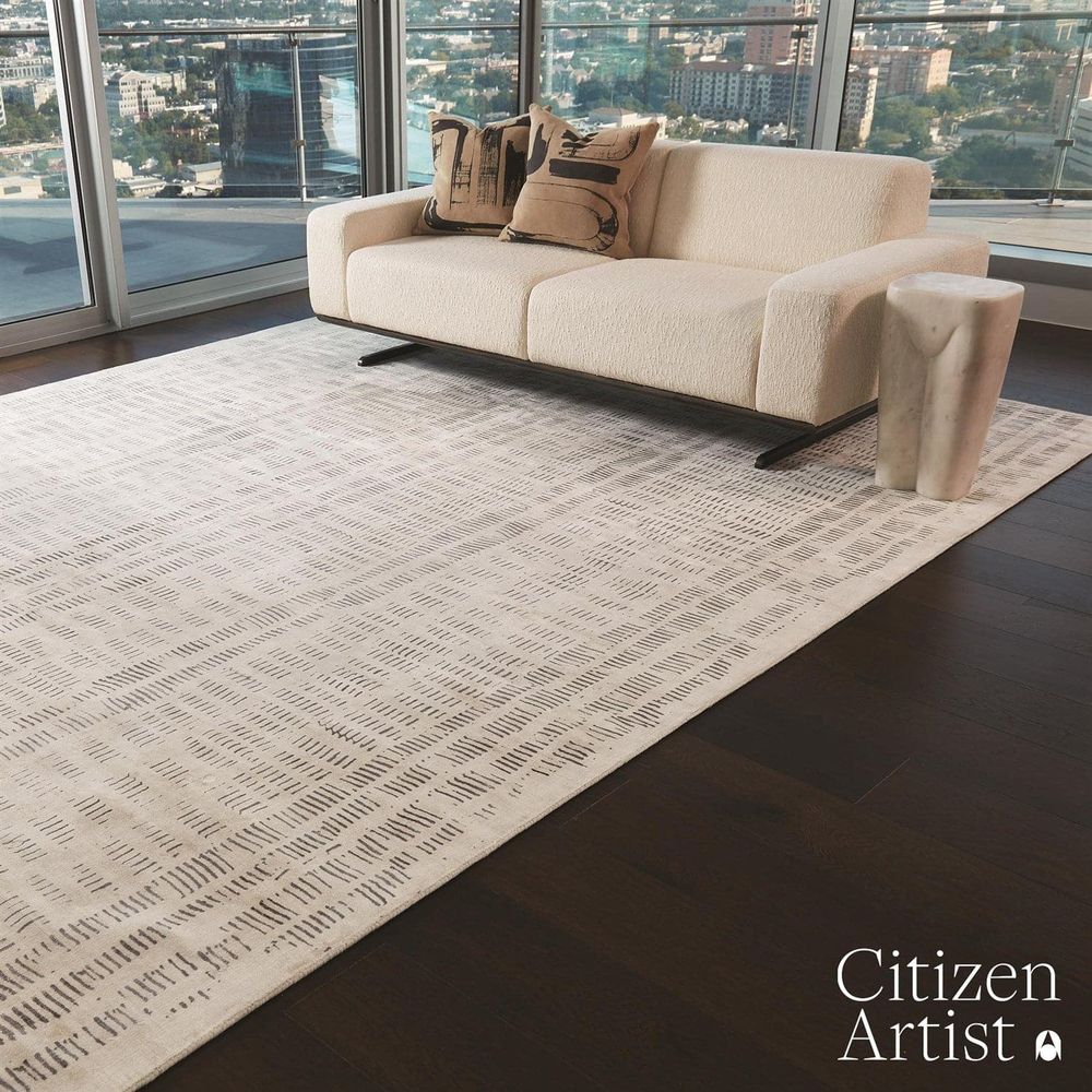 Additional view of Frequency Rug in cream and ivory, featuring low pile finish and floor covering.