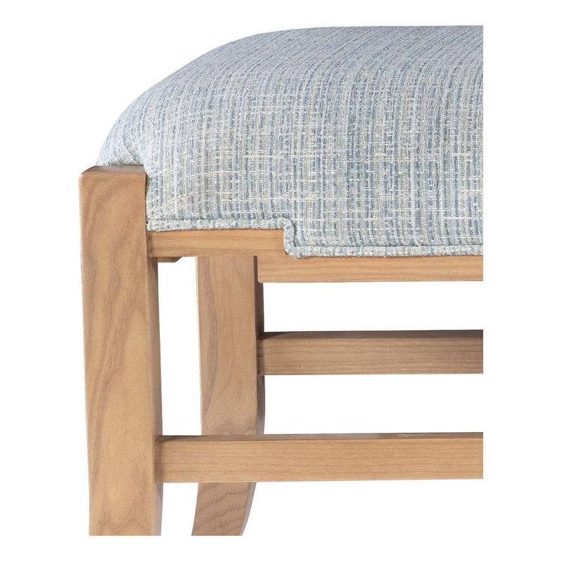 Alternate view of Melanie Blonde Bench, Greenlight Powder in light blue-gray and blonde natural wood.